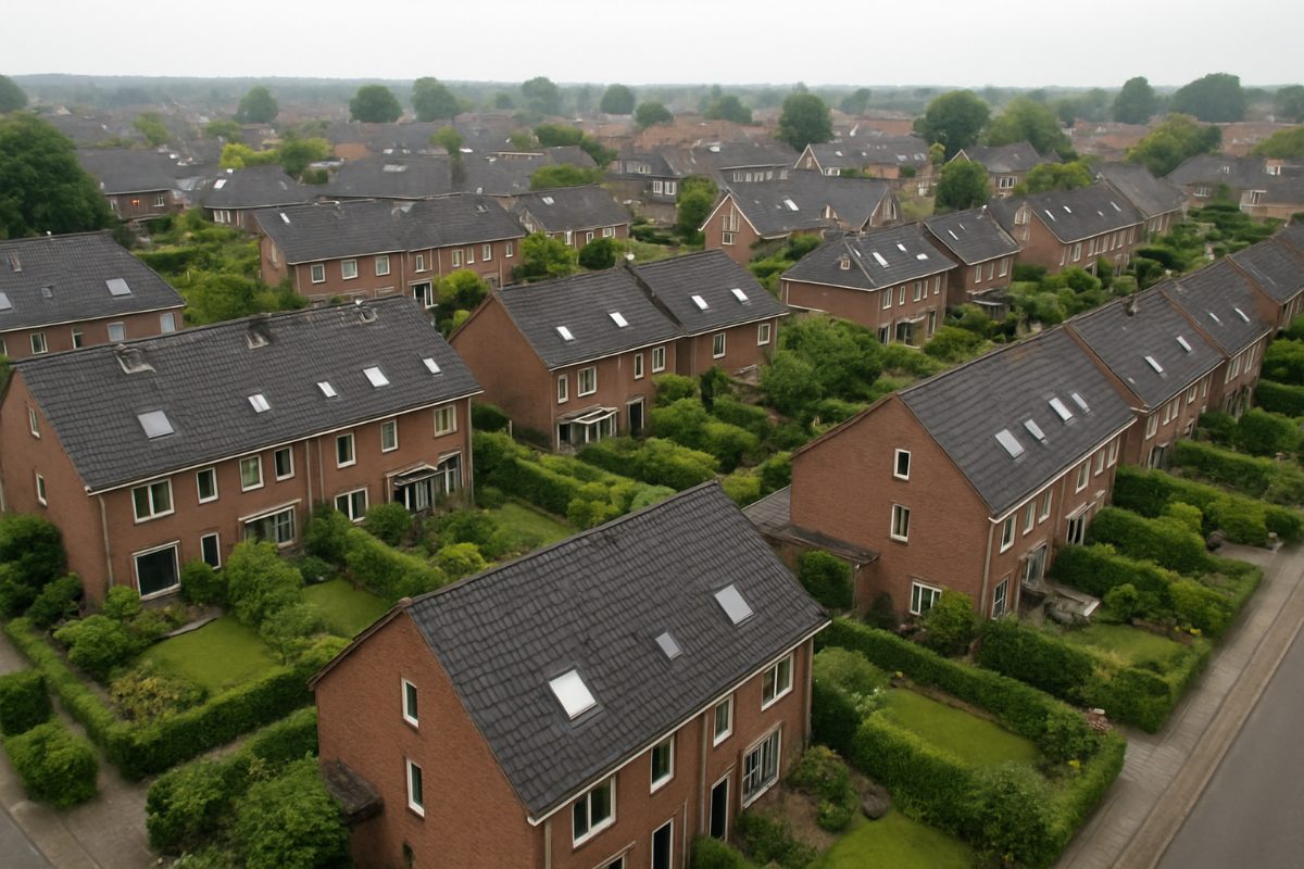 Nederlandse woonwijk met dakramen in de dakvlakken